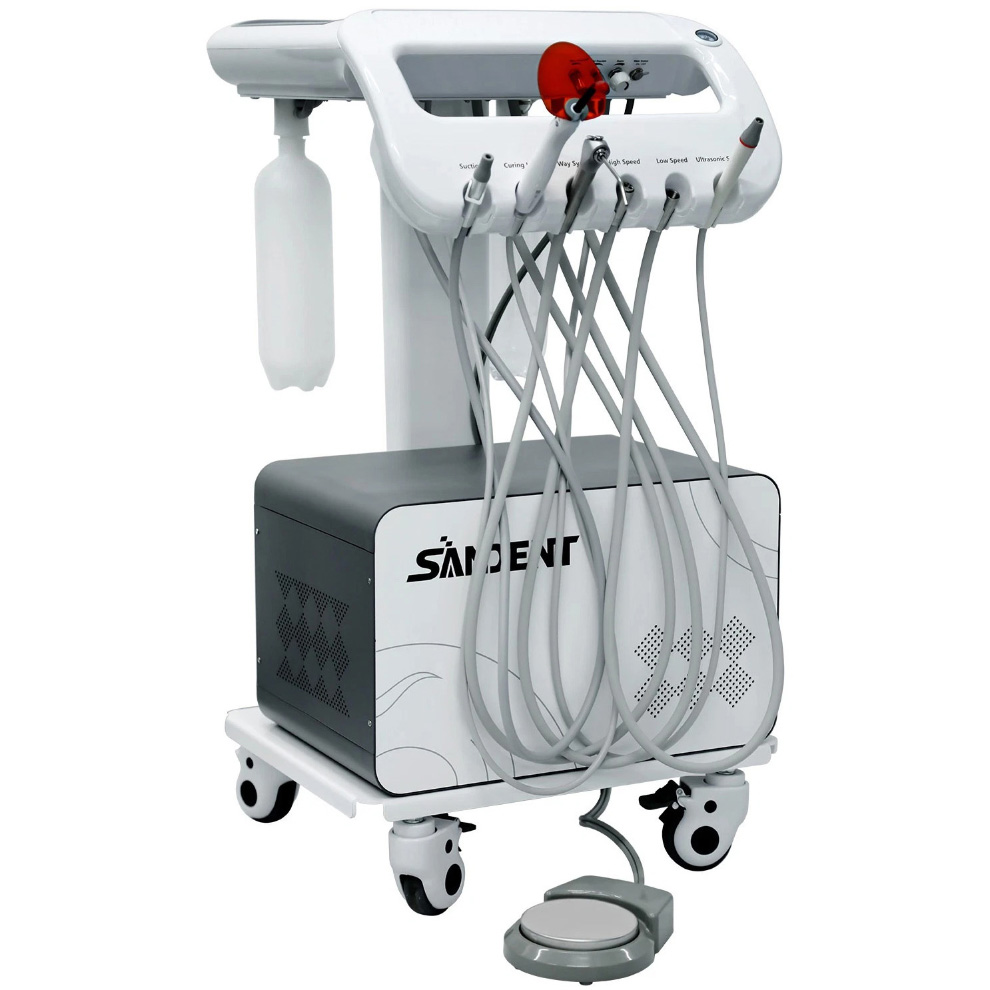 AZ-AP302D Mobile Dental Delivery Cart Unit with Compressor, Scaler Handpiece & Curing Light
